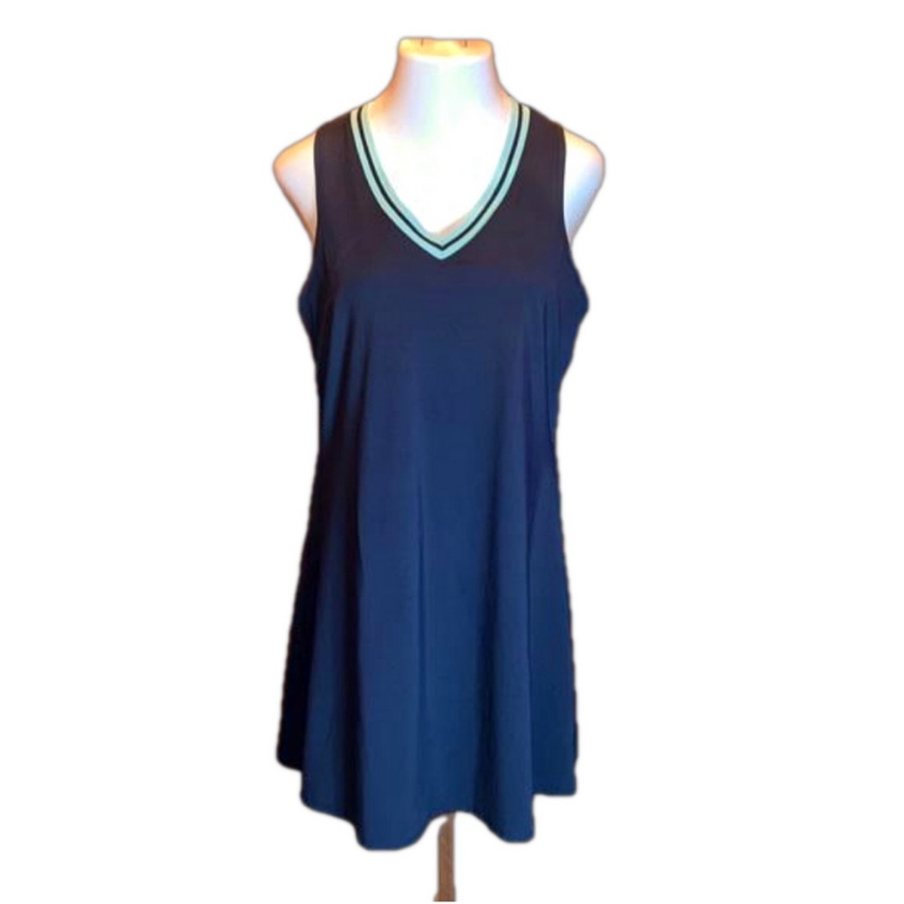 SINCERELY JULES Activewear Blue w/ Teal Striped Trim Sports/Tennis Dress Size XL